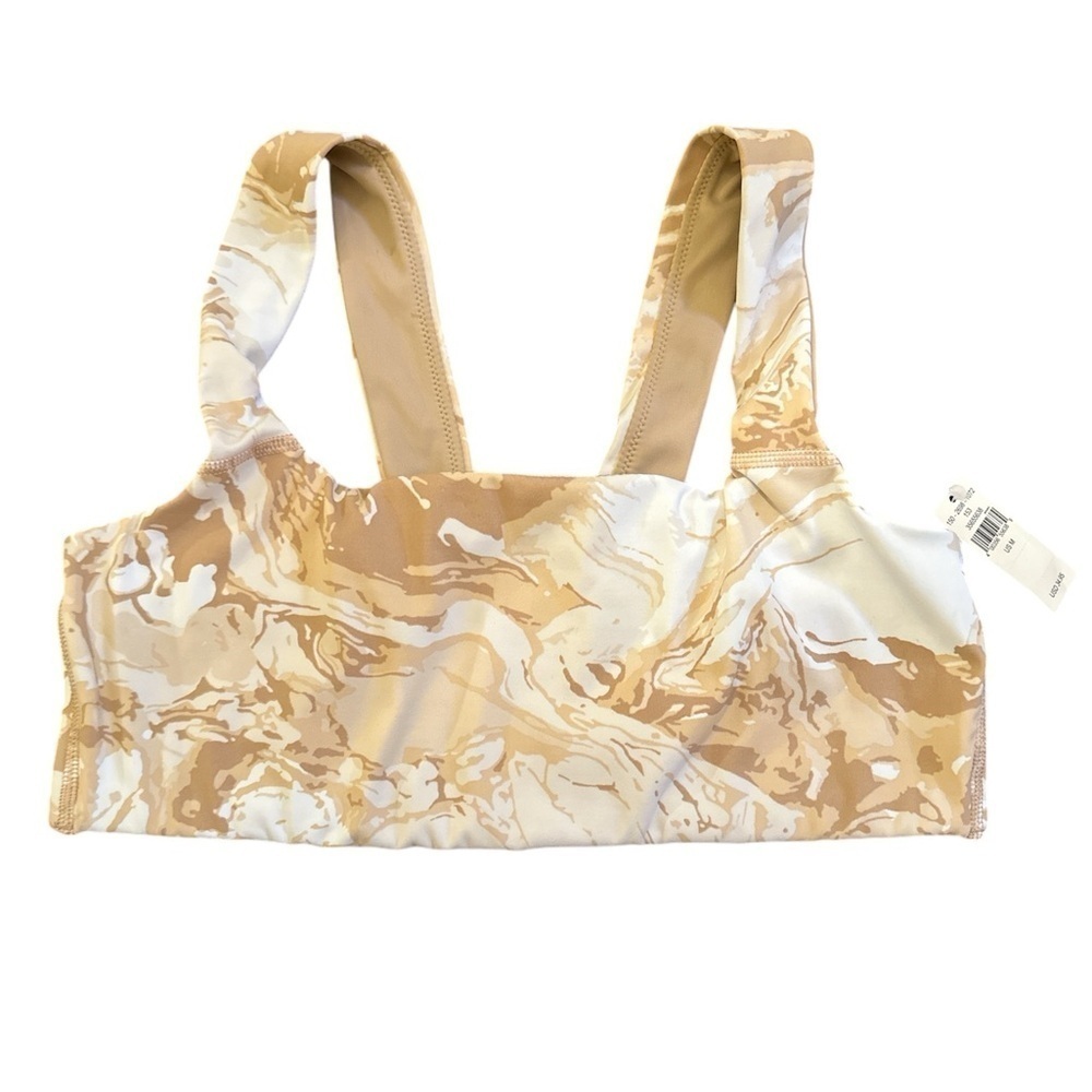 Aerie Offline by Aerie tan cream marble swirl floral Medium‎ NWT sports bra